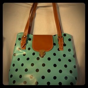 Retro leather Polkadot shoulder purse